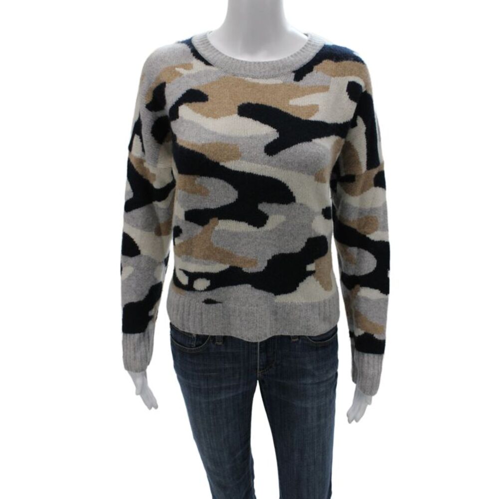 360 Cashmere Unisex Beige Camouflage 100% Cashmere Pullover Sweater Size L